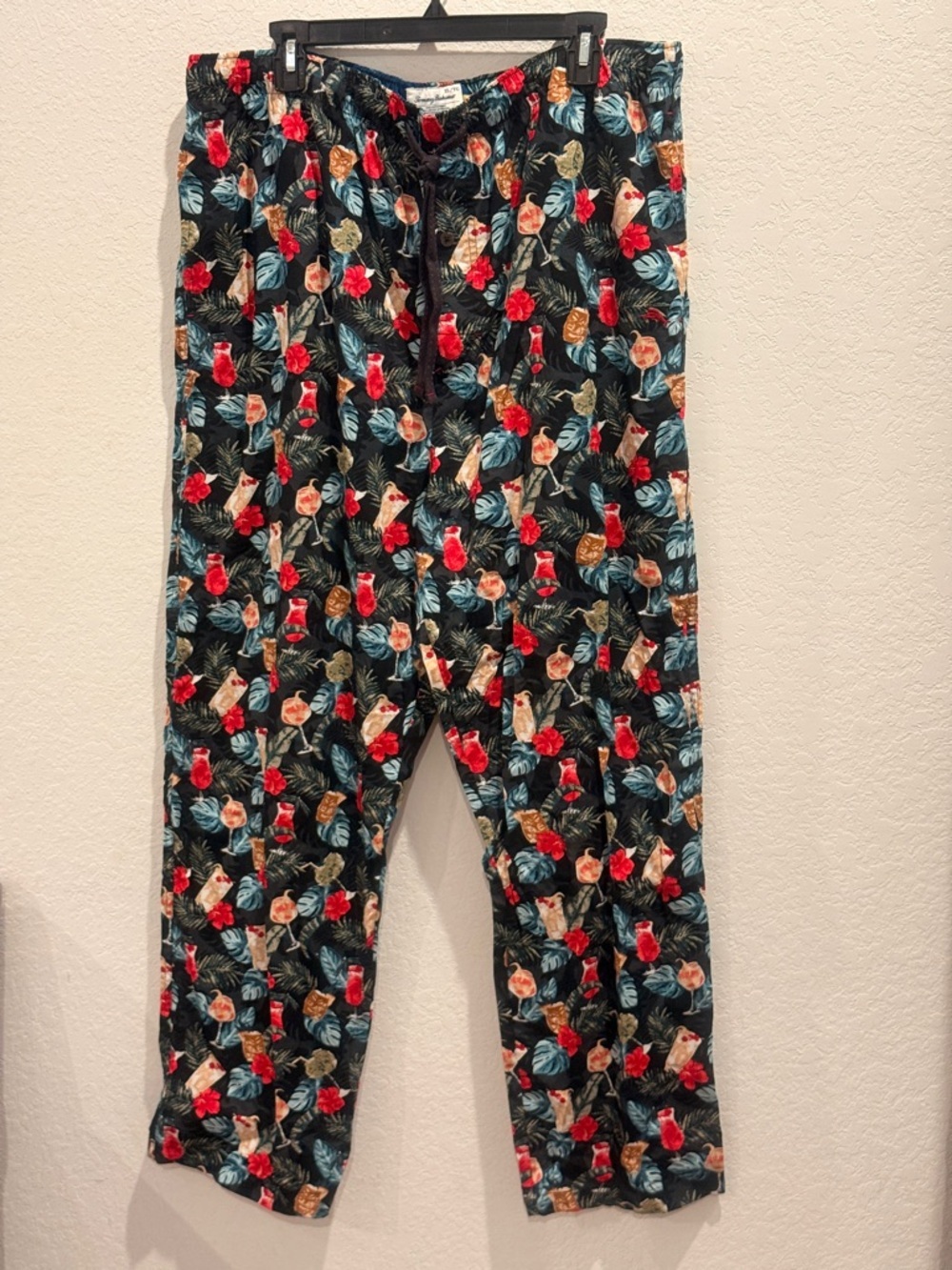 Tommy Bahama Black Lounge Pants with Red & Teal Floral Print